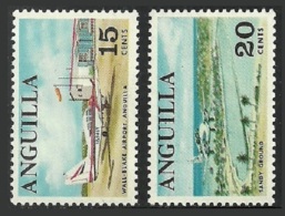 ANGUILLA 1967 AIRCRAFT & AIRPORT VALUES FROM DEFINITIVE SET MNH - Anguilla (1968-...)