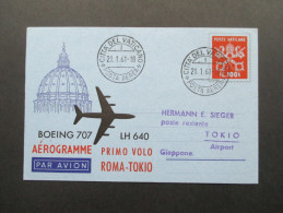 Erstflug Lufthansa LH 640 Boeing 707 ROM-TOKiO Auf Aerogramm Vatican / Citia Del Vaticano 21.1.61. Primo Volo - Brieven En Documenten