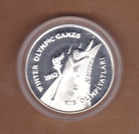 AC - 1992 WINTER OLYMPIC GAMES ALBERTVILLE FRANCE 50 000 LIRA COMMEMORATIVE SILVER COIN TURKEY PROOF UNCIRCULATED - Turkey