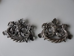 VINTAGE : PAIRE D´EMBRASES RIDEAUX BRONZE ARGENTÉE  / PAIR OF CURTAINS  TIE BACK HOOKS - Drapery