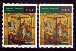 Andorre 637  Variétés Vert , Noir Et Vert Clair, Gris Peinture Neuf ** TB MNH Sin Charnela - Neufs