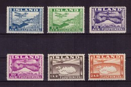 1934 Iceland Island Islande - Plane Over Thingvalla Lake 6v.,map Carte Yv A15/20 Scott C15-20 Mi 175/80 MLH - Unused Stamps