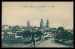 LUGO -  Vista General Y Paseo De La Muralla ( Ed. Grafos Nº 1)  Carte Postale - Lugo
