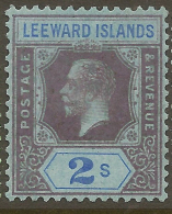 LEEWARD IS 1921 2/- KGV SG 74 HM #UR326 - Leeward  Islands