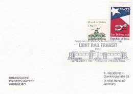 Train &amp; Railroad: USA Card P/m Portland, Oregon 1986 Light Rail Transit (stamps Can Differ From Illustration (SKO8-1 - Treinen