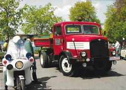 IFA S 4000-1 KSW (Dreiseitenkipper) Und MZ TS 250 Volkspolizeiausführung - Eine B.B. Karte Aus Sachsen - Camions & Poids Lourds