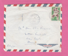 N° 69 22F SAUT EN LONGUEUR SEUL SUR LETTRE PAR AVION DE PAPEETE R.P. ILE TAHITI POUR LA BELGIQUE - Brieven En Documenten