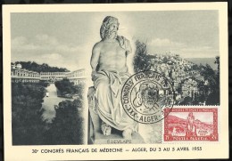 30éme CONGRES FRANCAIS DE MEDECINE - ALGER DU 3 AU 5 AVRIL 1955 . - Cartoline Maximum