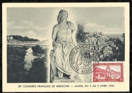 30éme CONGRES FRANCAIS DE MEDECINE - ALGER DU 3 AU 5 AVRIL 1955 . - Cartes-maximum