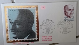 FRANCE Idée Européenne. Yvert N° 2096 FDC 1er Jour Sur Soie JEAN MONNET (cognac) - Europese Gedachte