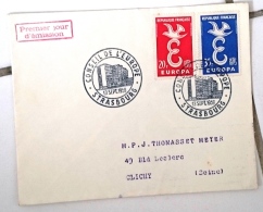 FRANCE Idée Européenne. Europa, Yvert 1173/74 FDC Enveloppe 1er Jour STRASBOURG GF 13/9/1958 - Europese Gedachte