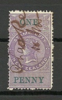 NEW ZEALAND Ca 1880 Stamp Duty 1 Penny Stempelmarke Queen Victoria O - Service