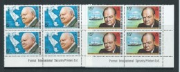 British Antarctic Territory 1974 Churchill Birth Anniversary Set 2 In Imprint Blocks Of 4 MNH - Autres & Non Classés