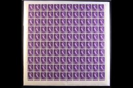 SCOTLAND 1958-67 3d Deep Lilac With Two Phosphor Bands, SG S1p, COMPLETE SHEET OF 200 Never Hinged Mint Stamps... - Other & Unclassified