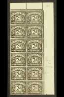 POSTAGE DUES 1959-63 2d Agate, Wmk Mult Crowns, SG D65, Never Hinged Mint Corner Block Of 12 With Dry Print Patch... - Autres & Non Classés