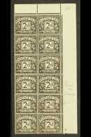 POSTAGE DUES 1959-63 2d Agate, Wmk Mult Crowns, SG D65, Never Hinged Mint Corner Block Of 12 With Dry Print Patch... - Andere & Zonder Classificatie