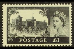 1959-68 £1 Black Windsor Castle, DLR Printing, SG 598, Never Hinged Mint. For More Images, Please Visit... - Andere & Zonder Classificatie