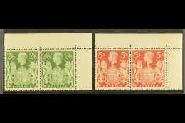 1939-48 2s6d Green And 5s Red (SG 476b & 477) - Matching Upper Right Corner Pairs, All Stamps Never Hinged... - Zonder Classificatie