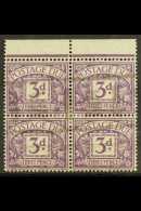 POSTAGE DUES 1924-31 3d Dull Violet, Printed On EXPERIMENTAL PAPER, SG D14b, Block Of Four, Good Used With Light... - Ohne Zuordnung