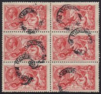 1919 5s Rose Red, Bradbury Wilkinson Printing SG 416, A Wonderful Vertical Block Of Six, Each With British Post... - Unclassified