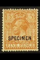 1913 5d Brown SG 381, Bearing A Type 26 "SPECIMEN" Overprint, Mint With Small Corner Thin For More Images, Please... - Unclassified