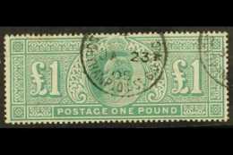 1902-10 £1 Dull Blue-green, SG 266, Small Faults At Top Left, Otherwise Fine Used Appearance,... - Zonder Classificatie
