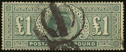 1902-10 £1 Dull Blue-green, SG.266, Good Used With Full Perfs All Round, Neat But Heavyish Central Cancel.... - Zonder Classificatie