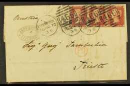 1872 (16 Nov) Entire To Trieste Bearing Strip Of Three 1d Reds (Plate 153) Tied By 3 Neat Liverpool Duplex... - Altri & Non Classificati