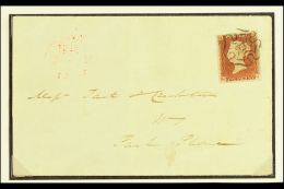 1843 (4 Aug) A Stunning FLS Sent Locally Bearing 1d Red- Brown 'MH' Plate 21 With 4 Margins Tied By Superb... - Sonstige & Ohne Zuordnung