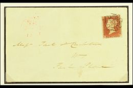 1843 (4 Aug) A Stunning FLS Sent Locally Bearing 1d Red- Brown 'MH' Plate 21 With 4 Margins Tied By Superb... - Andere & Zonder Classificatie