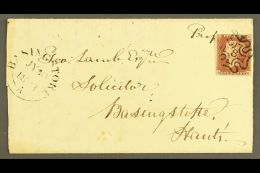 1843 (29 July) EL To Basingstoke Bearing 1d Red- Brown With 4 Margins Tied By Very Fine NUMBER "8" IN MALTESE... - Autres & Non Classés