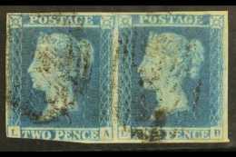 1841 2d Blue, SG 14 Plate 3 PAIR, "LA - LB" Both With Strong Guidelines Through Value & Corners, "LA" Into At... - Sonstige & Ohne Zuordnung