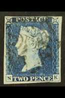 1840 2d Blue "NK" Plate 1, SG 5, Very Fine Used With 4 Margins & Black Maltese Cross Cancellation For More... - Sonstige & Ohne Zuordnung