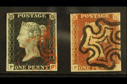 1840 - 1841 MATCHED PAIR 1840 1d Black "PC" Plate 2, 1841 1d Red-brown "PC" Plate 2, Lovely Matched Pair Of Black... - Andere & Zonder Classificatie