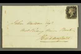 1840 1d Black 'TL' Plate 4, SG 2, With 3 Margins, Tied To 14 July 1841 Letter Sheet Sent From Wakefield To... - Non Classés