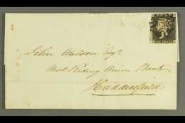 1840 1d Black 'TL' Plate 4, SG 2, With 3 Margins, Tied To 14 July 1841 Letter Sheet Sent From Wakefield To... - Non Classificati