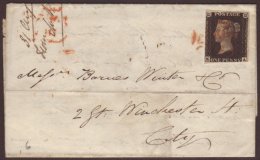 1840 (31 Aug) EL Bearing 1d Black 'KA' Plate 6 (SG 2) With 3 Close / Good Margins Tied Light Red MC Pmk. Clean.... - Ohne Zuordnung