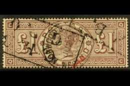 1888 £1 Brown Lilac, Wmk Three Orbs, SG 186, Fine Used With  Tiny Red Crayon Mark. Rich Colour With... - Other & Unclassified