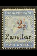 1896 2½ On 2a Pale Blue, Variety "inverted 1 In ½", SG 26J, Very Fine Mint. For More Images, Please... - Zanzibar (...-1963)