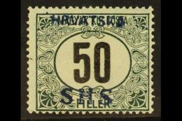 ISSUES FOR CROATIA POSTAGE DUE 1918 (Nov-Dec) 50f Deep Green And Black Of Hungary Overprinted "HVRATSKA / SHS",... - Altri & Non Classificati