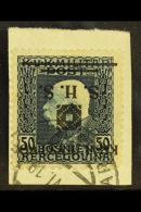 ISSUE FOR BOSNIA & HERZEGOVINA 1919 50h Prussian Blue With "Kraljevstvo SHS" INVERTED OVERPRINT Variety (SG 37... - Other & Unclassified