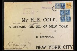 US POSTAL AGENCY IN SHANGHAI Circa 1918 Large Registered Censored Packet Address Front Sent To New York Via S.S.... - Autres & Non Classés