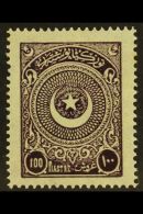 1923-25 100pi Dark Violet 'Star & Half-moon In Circle', Mi 824, Very Fine Mint. Superb Well Centered Stamp.... - Other & Unclassified