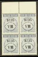 REVENUES NATIONAL INSURANCE 1990 $7.35 Class VIII Error In Dark Blue, Barefoot 14, Never Hinged Mint BLOCK OF 4.... - Trinité & Tobago (...-1961)