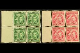 1938-44 $1.20 Blue-green & $4.80 Rose-carmine, SG 255/56, Superb Never Hinged Mint Marginal BLOCKS Of 4, Very... - Trinidad & Tobago (...-1961)