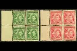 1938-44 $1.20 Blue-green & $4.80 Rose-carmine, SG 255/56, Superb Never Hinged Mint Marginal BLOCKS Of 4, Very... - Trinité & Tobago (...-1961)