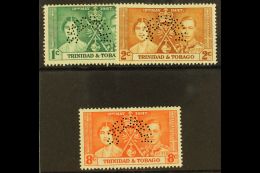 1937 Coronation Set Complete, Perforated "Specimen", SG 243s/5s, Very Fine Mint. (3 Stamps) For More Images,... - Trindad & Tobago (...-1961)