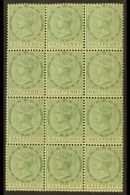 1885/96 ½d Dull Green, Wmk Crown CA, SG 20, Never Hinged Mint Block Of 12. For More Images, Please Visit... - Trinidad En Tobago (...-1961)