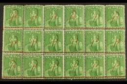 1882 1d On 6d Deep Yellow- Green, SG 105, Magnificent Never Hinged Mint BLOCK OF EIGHTEEN (6 X 3), With One Stamp... - Trinidad & Tobago (...-1961)