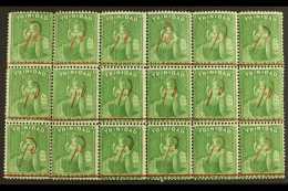 1882 1d On 6d Deep Yellow- Green, SG 105, Magnificent Never Hinged Mint BLOCK OF EIGHTEEN (6 X 3), With One Stamp... - Trinidad En Tobago (...-1961)
